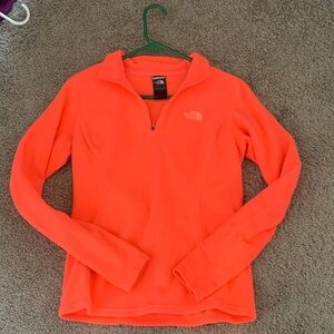 NORTHFACE WOMENS SMALL HALF ZIP SHIRT (bright orange)